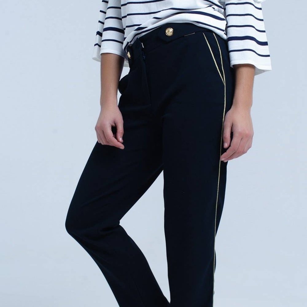 Navy Pants with Gold military style Buttons